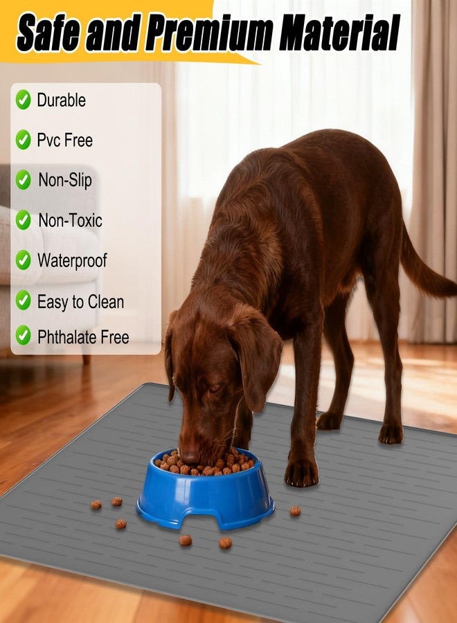 Goldleaf 1.5MM Super Thick Dog Food Mat, 48"x32" Silicone Dog and Cat Mats for Food and Water Bowls, Waterproof Pet Feeding Mat for Contain Spills Protects Floors, Multiple Colors & Sizes for Pets, Light Gray - Image 4